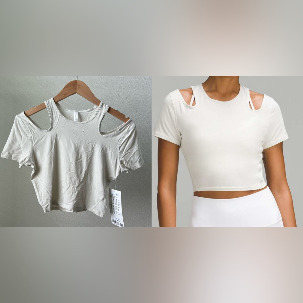 NWT Lululemon Shoulder Cut-Out Yoga T-Shirt
Bone
